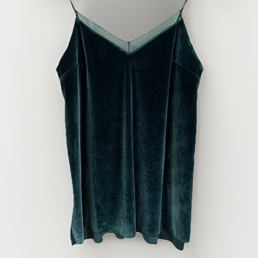 Free People Intimately Velvet Tank Top Emerald Green Relaxed Fit Size M